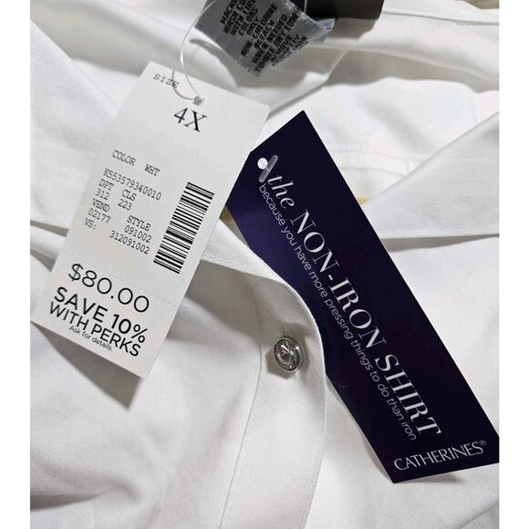 NWT Catherines Non Iron Button Front Blouse Solid Classic Bling Buttons 4X - Picture 4 of 4